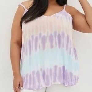 Torrid Pastel Spring Tie Dye Crinkle Plus Size Cami Tank 1X